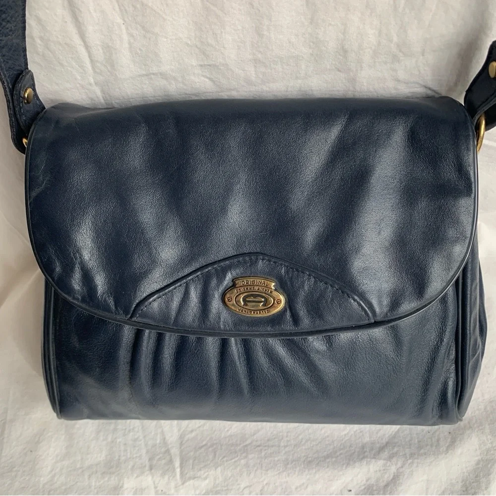 Dark Blue Etienne Aigner Vintage Leather Shoulder Bag - Picture 4 of 9